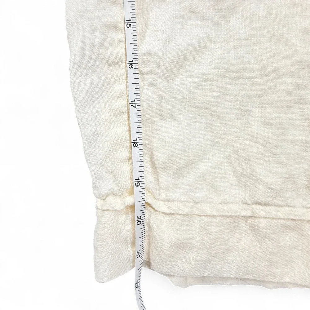 J.Jill 100% Linen Wide Leg Cropped Cream Pants Womens 14 Coastal Lagenlook Lined - Picture 10 of 10